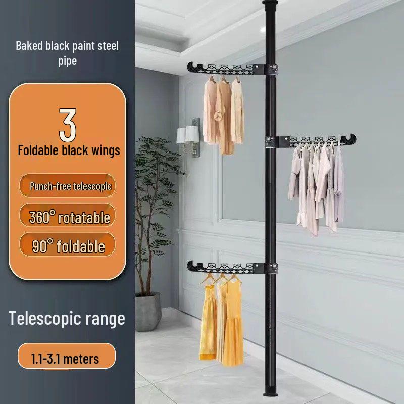 Punch-Free Telescopic Clothes Rack & Hanger for Space-Saving Storage