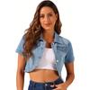 2026 Women's Light Blue Denim Short-Sleeved Casual Jacket