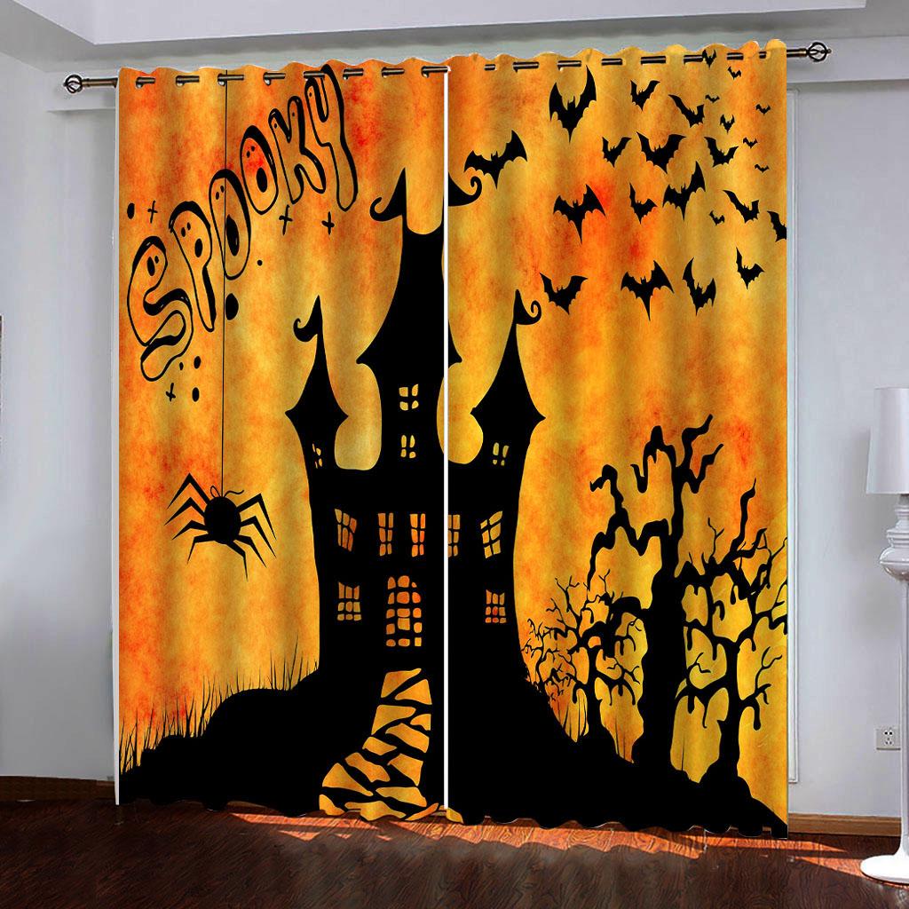 Fröhliches Halloween Cartoon Geist Kürbis Hexe Fenster Vorhang für Kinder Wohnzimmer Schlafzimmer Badezimmer Küche Tür Schrank Haken