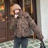 Winter new leopard print padded coat down padded jacket hooded versatile fashion women loose thick coat