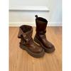 Thick-soled Maillard mid-tube short boots British retro brown Martin boots