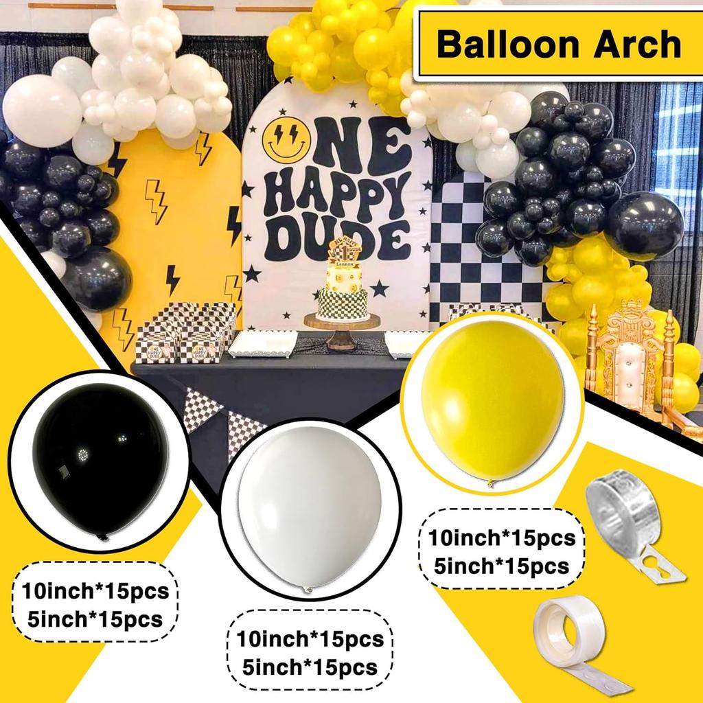 One Happy Dude Birthday Decorations, One Happy Dude 1st Birthday Party Decoration, Backdrop Balloons Garland Monthly Photo Highchair Banner Balloon