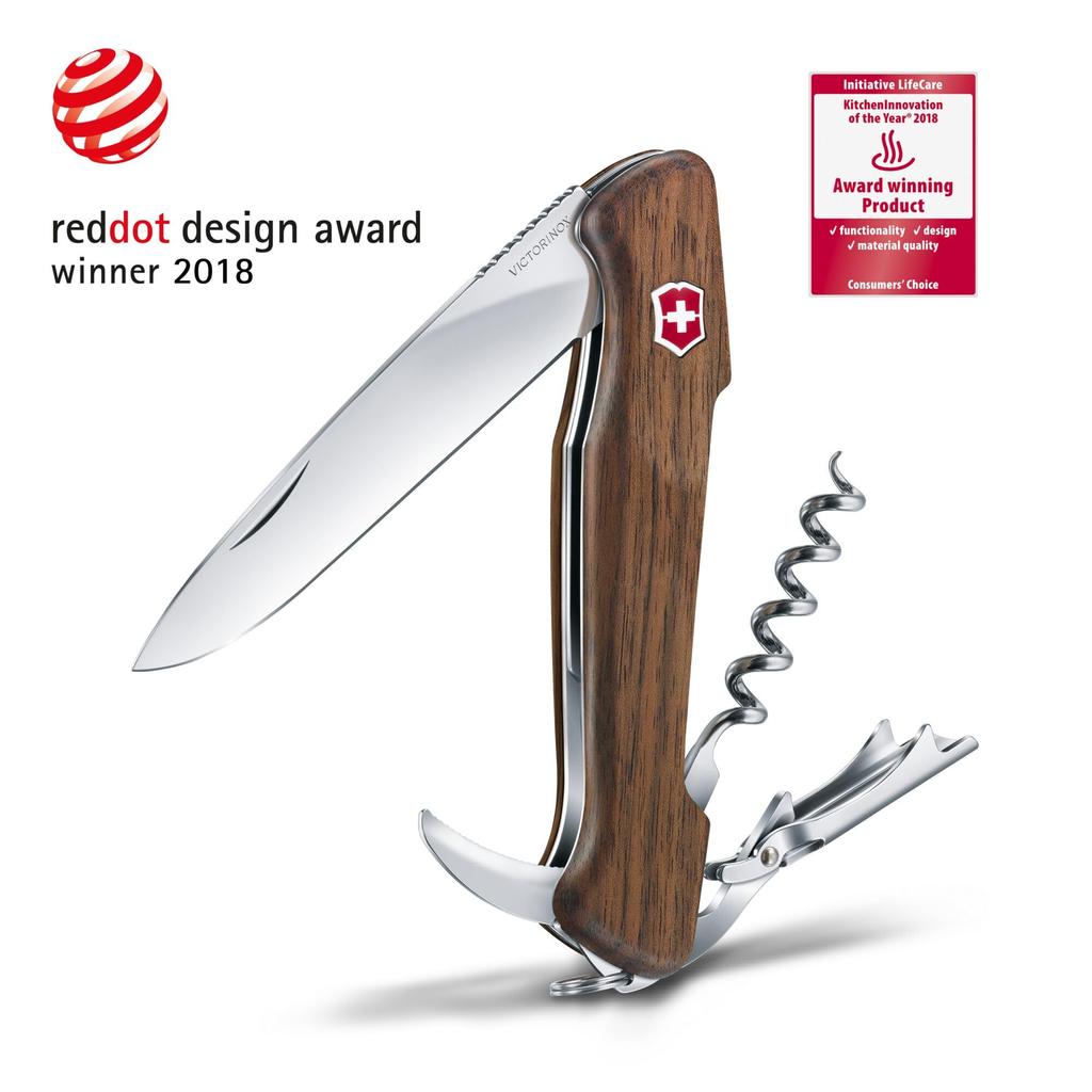 Victorinox Wine Master Walnut Sommelier Knife with Wine and Leather Opener, Corkscrew, Pouch, Swiss-Made 6-Function Multi-Tool [Product Code
