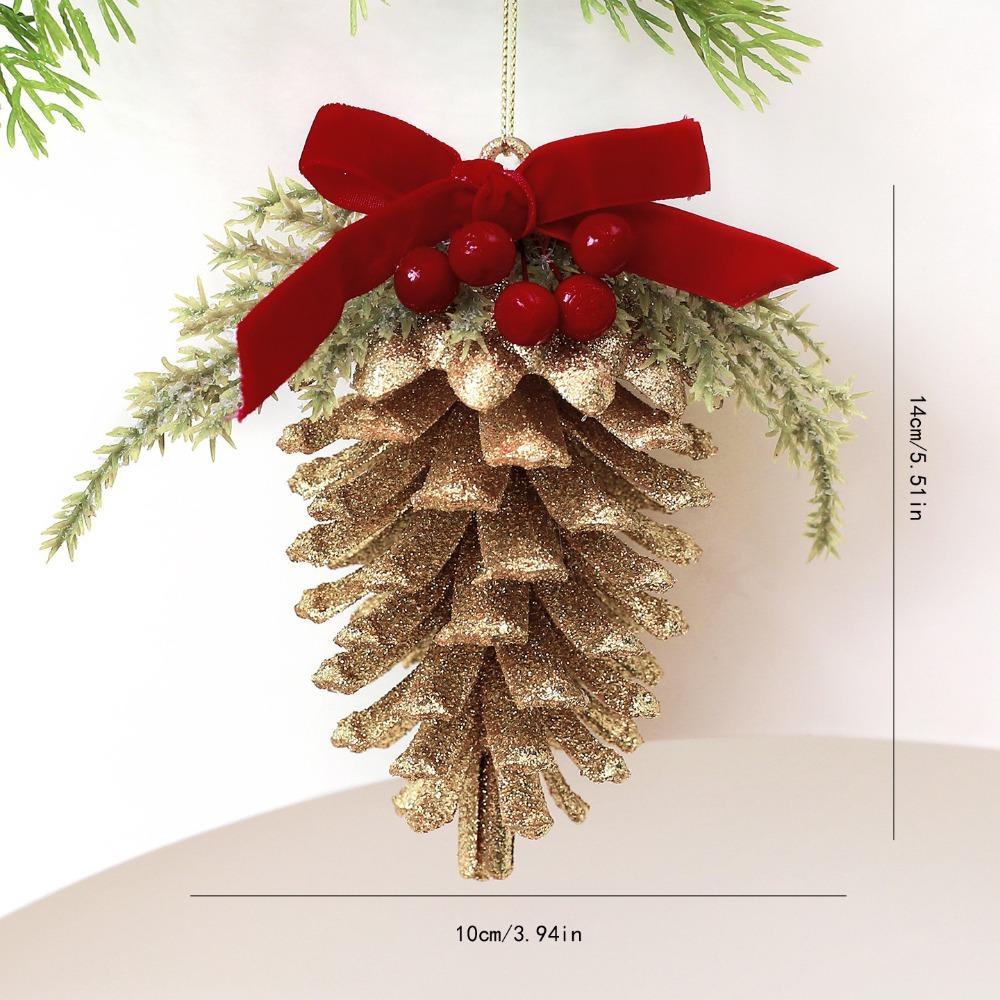 Shiny Surface Glitter Pinecone Ornament Plastic Material Christmas Tree Ornament  Christmas Party
