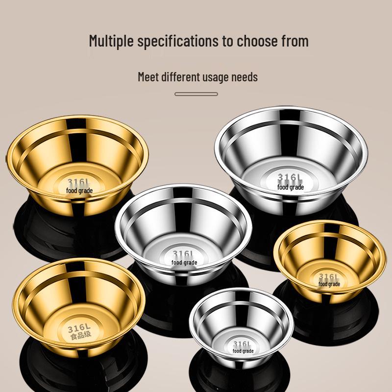 Food Grade 304 Stainless Steel Deep Soup & Rice Bowl with Flat Bottom for Induction Cookers