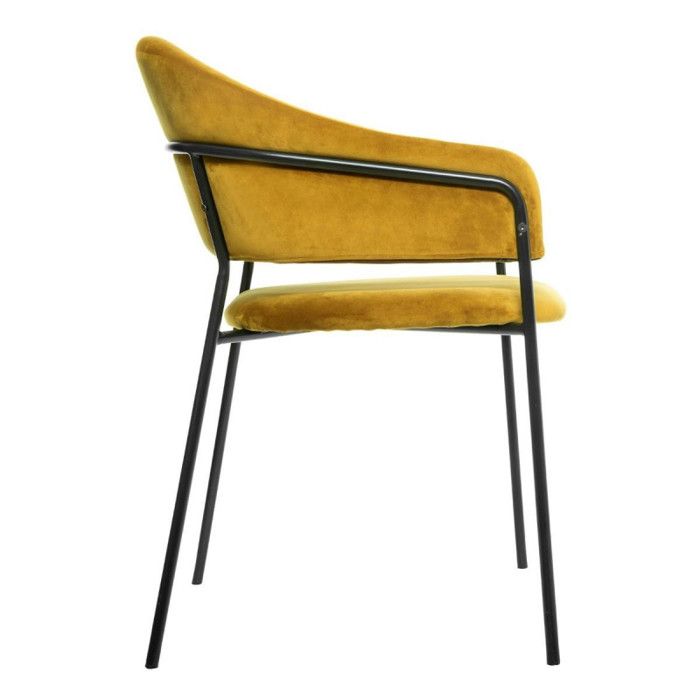 "Siron" Armchair In Atmosphera Velvet - Mustard