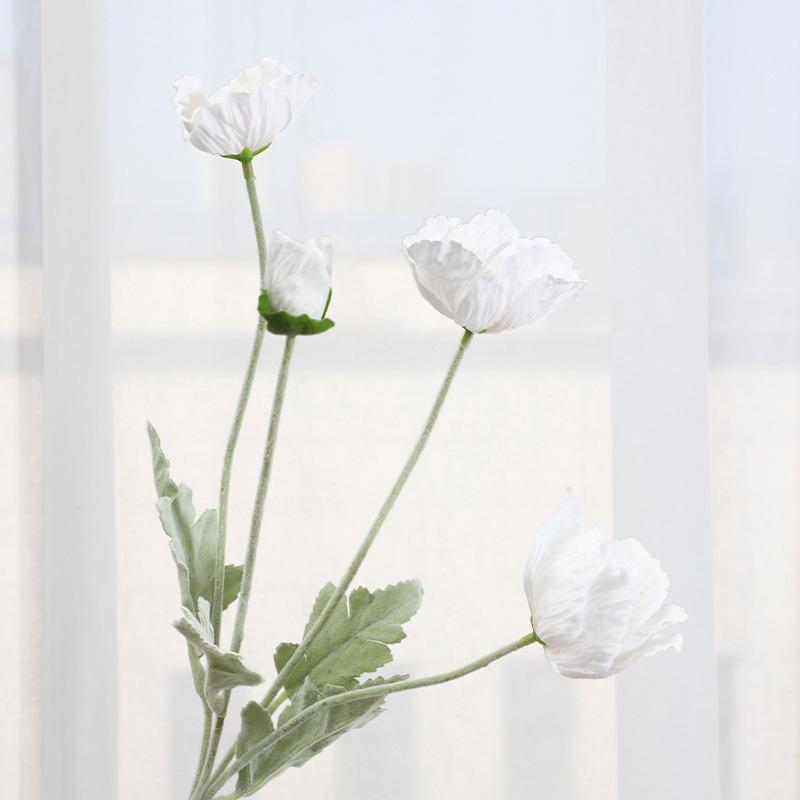 Feel moisturizing flocking poppy simulated flower hotel window setting props atmosphere fake flower