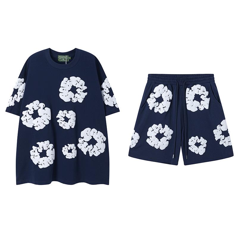 Set Casual pentru Cuplu Denim Tears Kapok Foam Print Stil American - Hanorac și Pantaloni de Trening