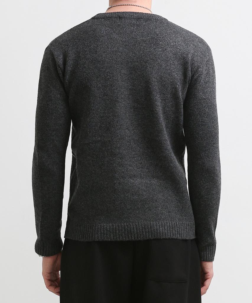 Seuteulaikeu Fine Blend Classic Crew Neck Knit (Charcoal)