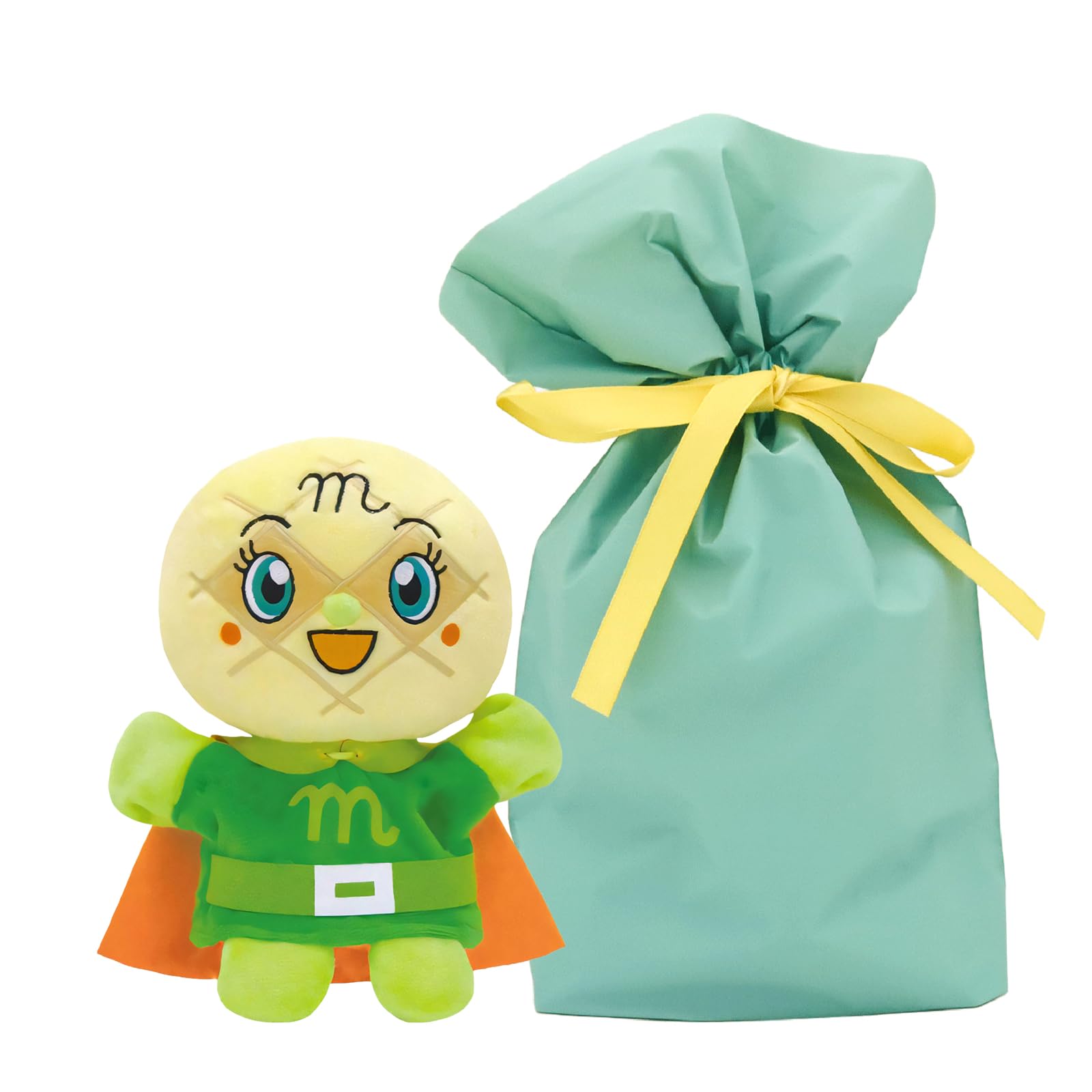 

Yoshitoku Melonpanna Hand Puppet Plush Size S Kids Will Comes in a Gift Bag with Blue Toy, (19cm Long), Love, Ribbon,
