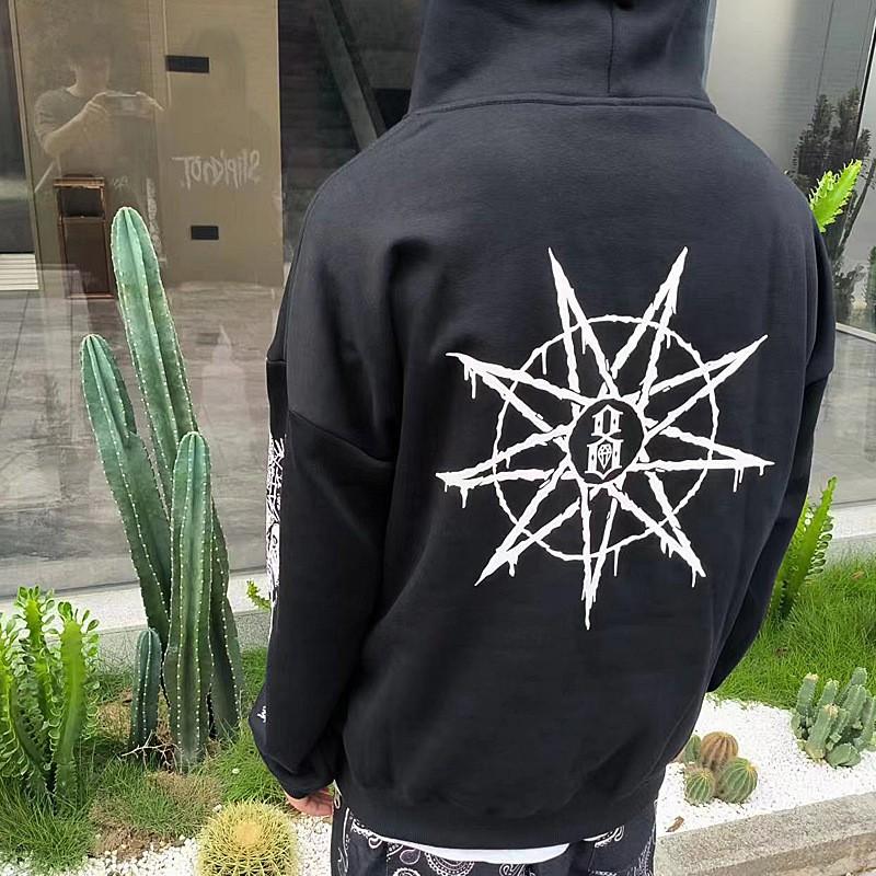 Moletom Slipknot Estampa de Caveira Masculino Oversized Forrado com Fleece de Algodão Streetwear Estilo Rock Inverno