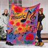 1pc Music Notes Print Outdoor Blanket, Lightweight Polyester,