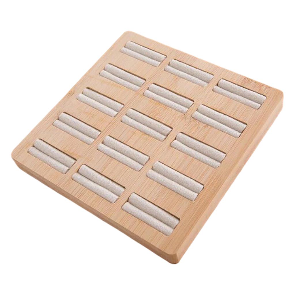 Holzohrringe Ringe Schmuck Display Tablett Organizer Halter 15 Slots Weiß