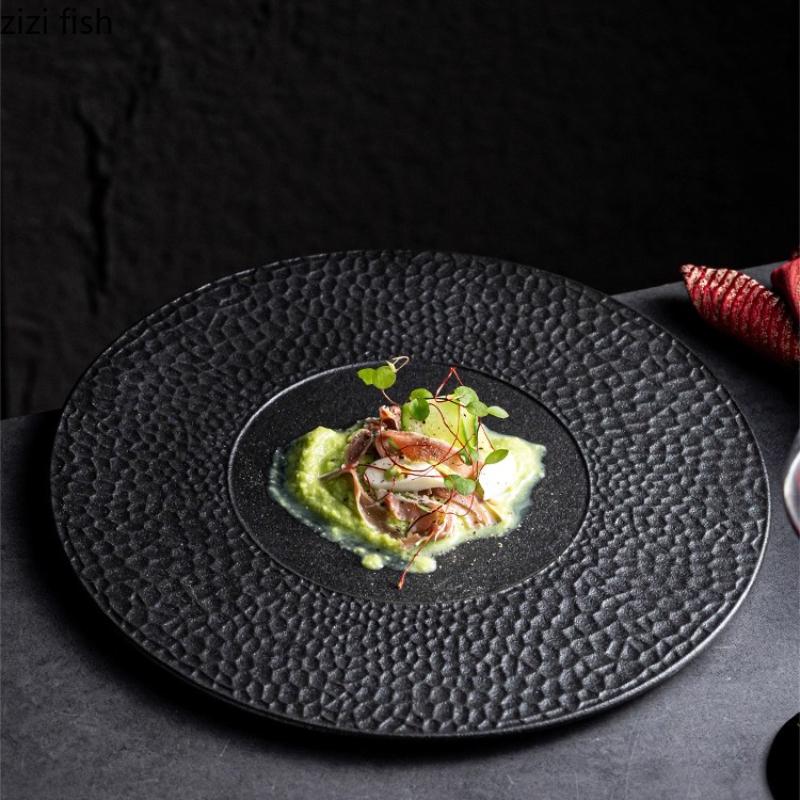 Circular Ceramic Flat Plate Western Style Steak Plate Dining Plates Pasta Dish Sashimi Plates Dessert Bowl Fruit Dish Salad Bowl