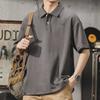 Amerikansk Mode Vintage Andningsbar Fukttransporterande Herr Lös Pikétröja - Skrynkelfri Vardaglig Sport Kortärmad Skjorta med Krage