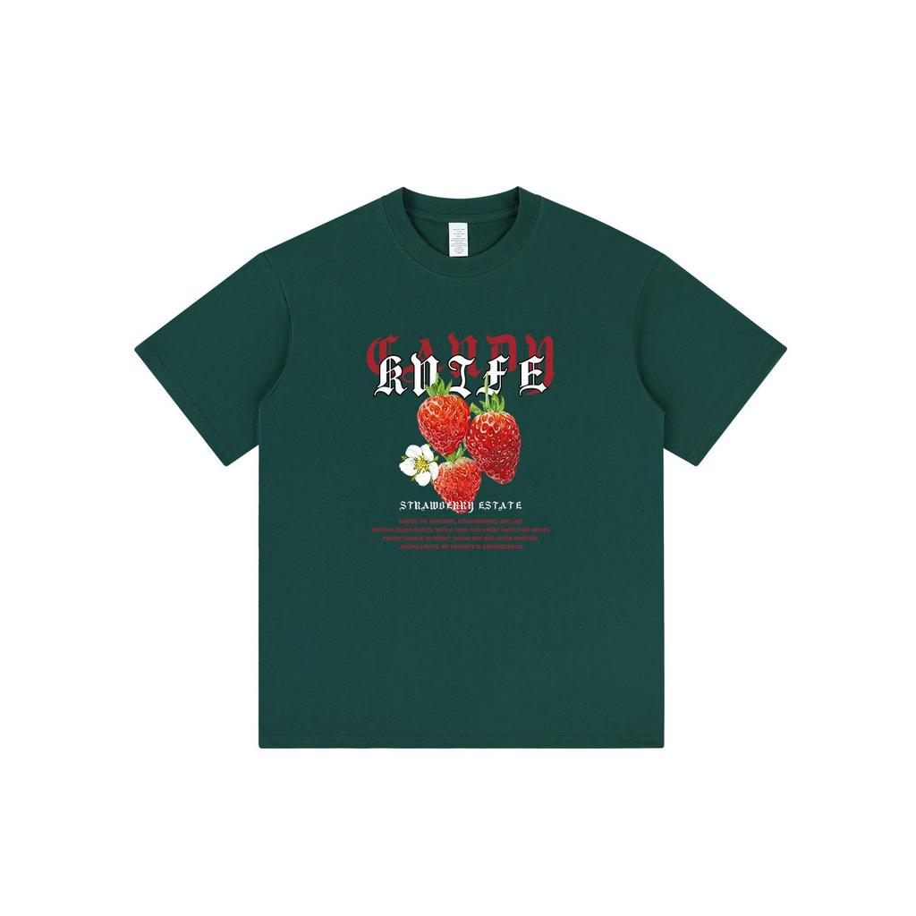 Unisex American Retro Hong Kong Style Strawberry Print T-Shirt - Summer Loose Fit
