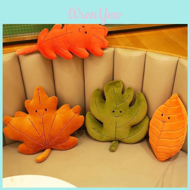 Cozy Leaf Pillow Plush Toy Decorative Cushion For Kids Room Green Plant Decor