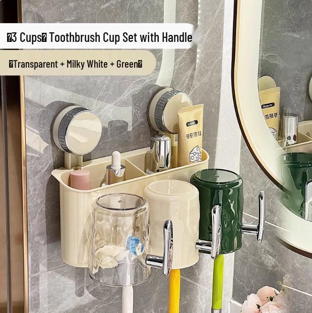 No-Drill Wall-Mounted Toothbrush & Cup Holder