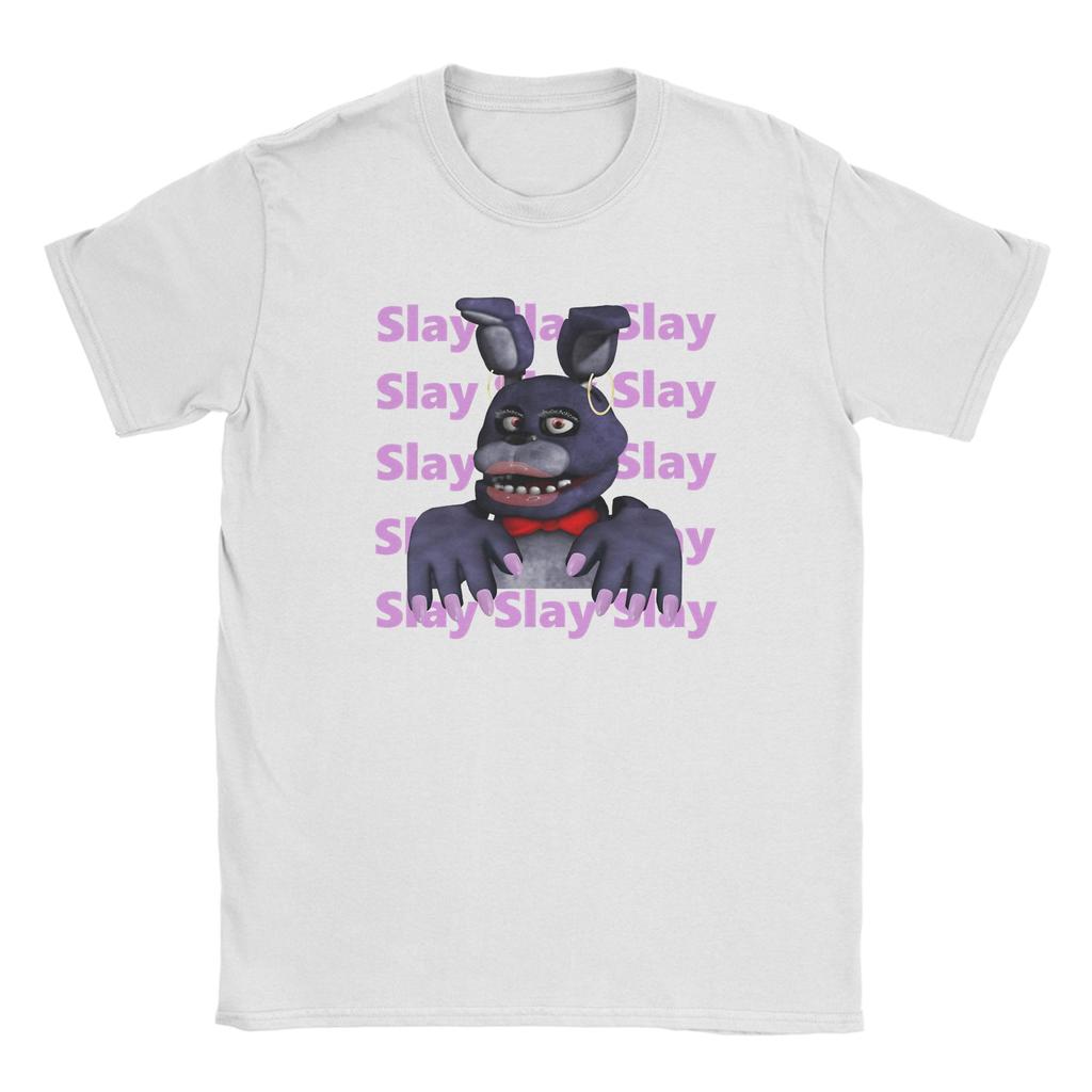 Fnaf slay meme on periodt Men T Shirts FNAF At Freddys Tee Shirt Short Sleeve Round Collar TShirt Pure Cotton Summer Clothes