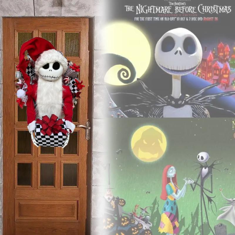 Skellington Nightmare Jack Before Christmas Inspired Shabby Chic Rag Wreath
