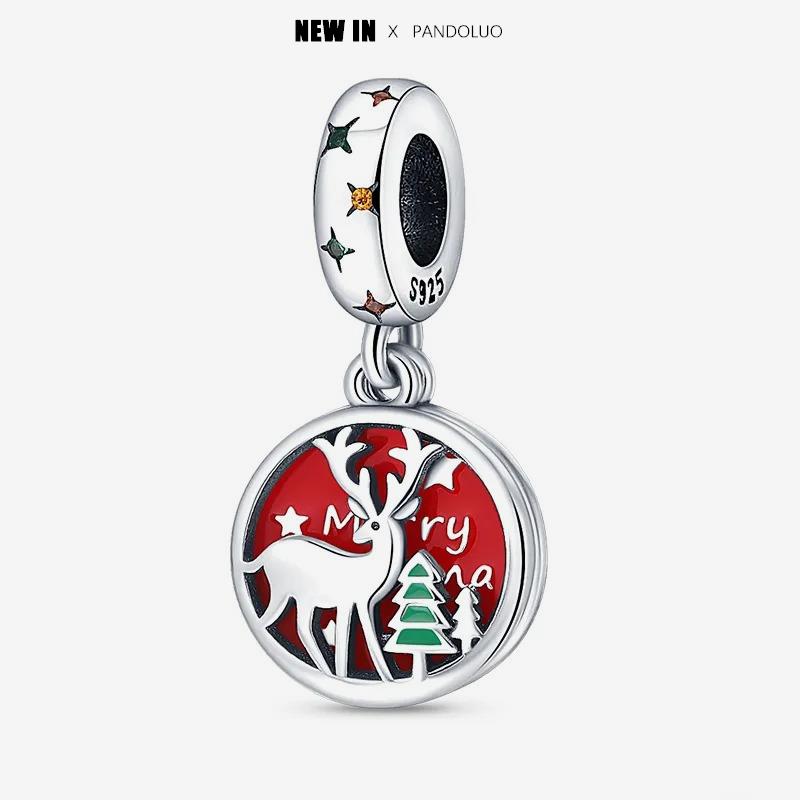 New In Christmas Series Charm Beads Fits Pandach Original Bracelet For Women Copper Pendant Bead Jewelry Festival Gift