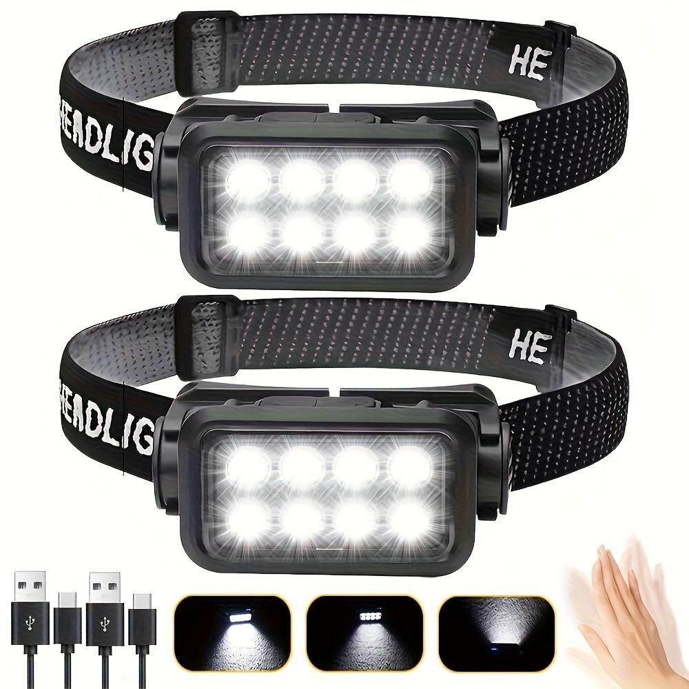 Motion Sensor Rechargeable Outdoor Headlamp, 8 LEDs Ultra Light and Bright Headlamp, 5 Light Modes