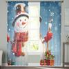 Weihnachten Schneemann Schneeflocke Rot Blau Vorhänge Für Wohnzimmer Schlafzimmer Heimdekoration Fenster Voile Tüll Vorhang Drapierungen