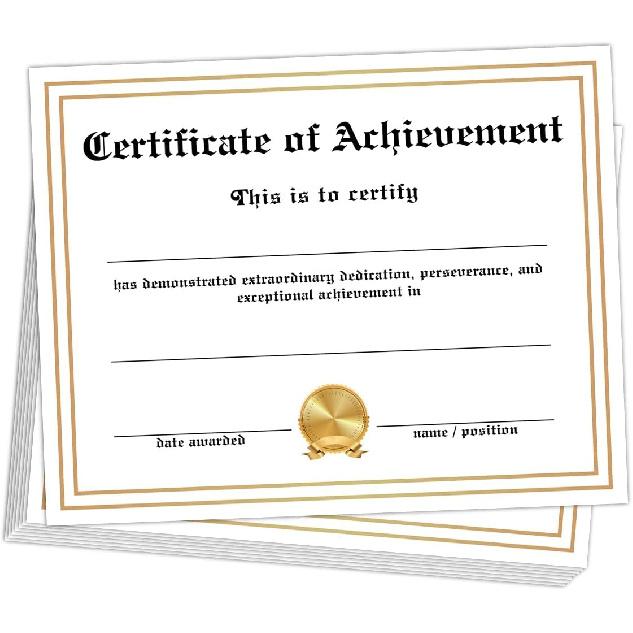 25 PCS Certificate of Achievement Professional, Certificate of Recognition Completion, Award Certificate Paper for School Students Teachers Style 10