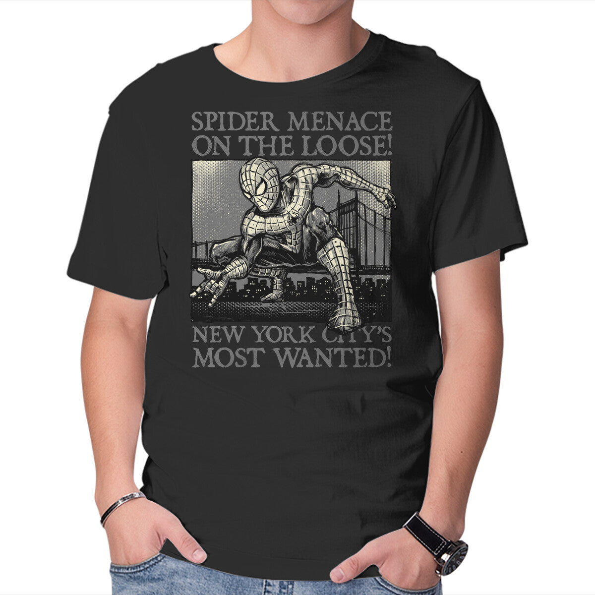 Unisex Crew Neck T-Shirt NYC Most Wanted Graphic Short Sleeve Casual Tee S