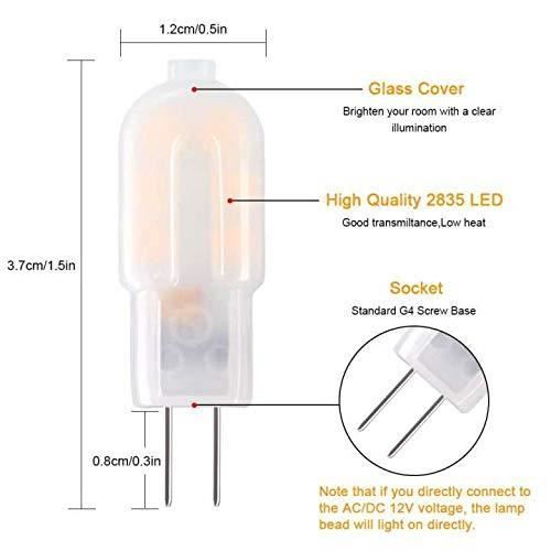 Vicloon G4 LED Ampoule,5-Pack 15W Ampoules Halogènes Équivalentes,Ampoule LED G4 2W Économie Pour Les Ampoules De Hotte,AC-DC 12V