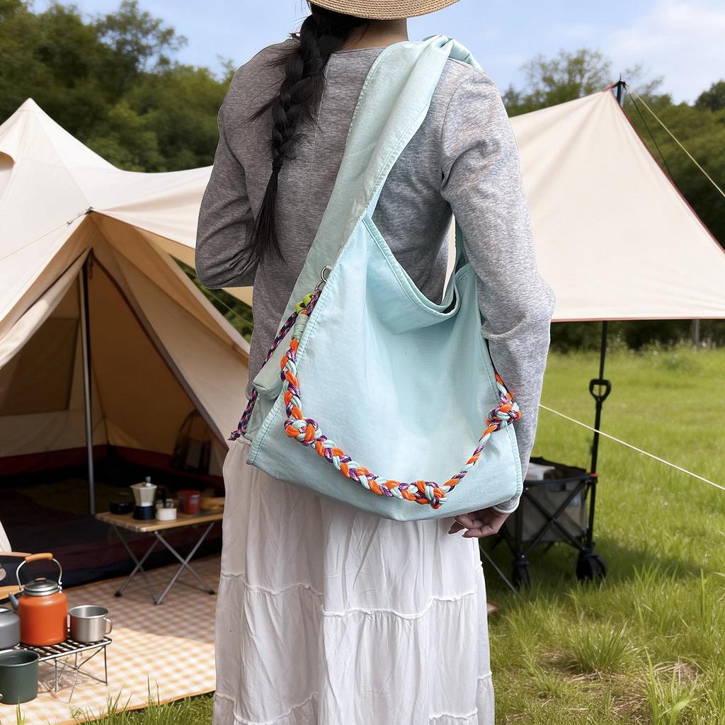 Trendy Nylon Crossbody Bag with Colorful Weaving, Large Capacity, Versatile as Tote, Shoulder, or Underarm Bag