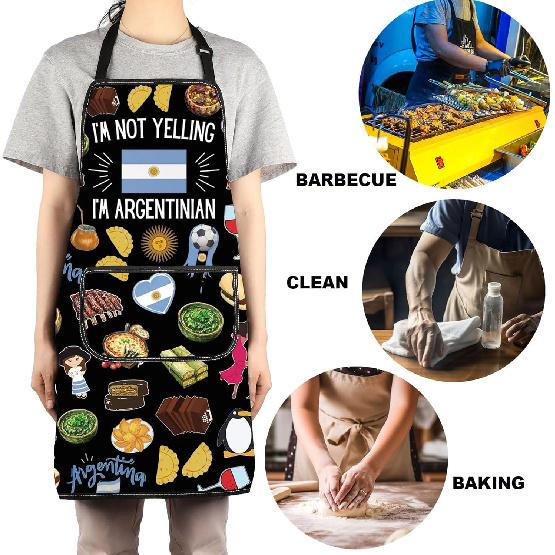 G2TUP Argentina Aprons With Pocket Argentinan Flag Apron Buenos Aires Sun Gifts Argentinian Kitchen Apron