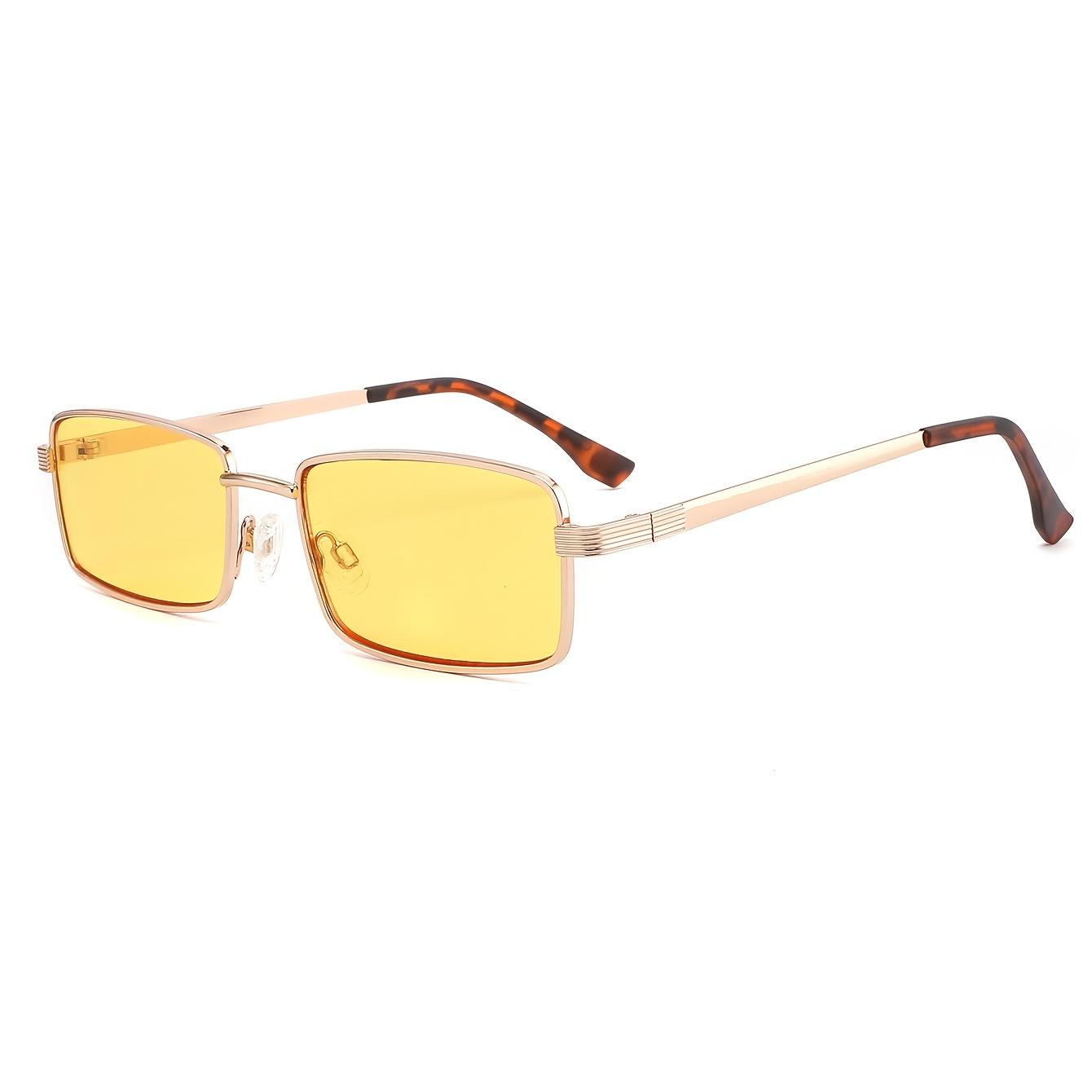 

1PC Night Vision Driving Fashion Glasses, Metal Frame, Unisex, Trendy Style золотий