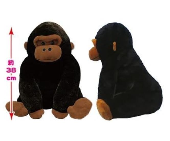 Amuse Big Kuttari Gorilla Plush Sitting 703948 (Dark Black) Toy, Height Approx. 38cm,