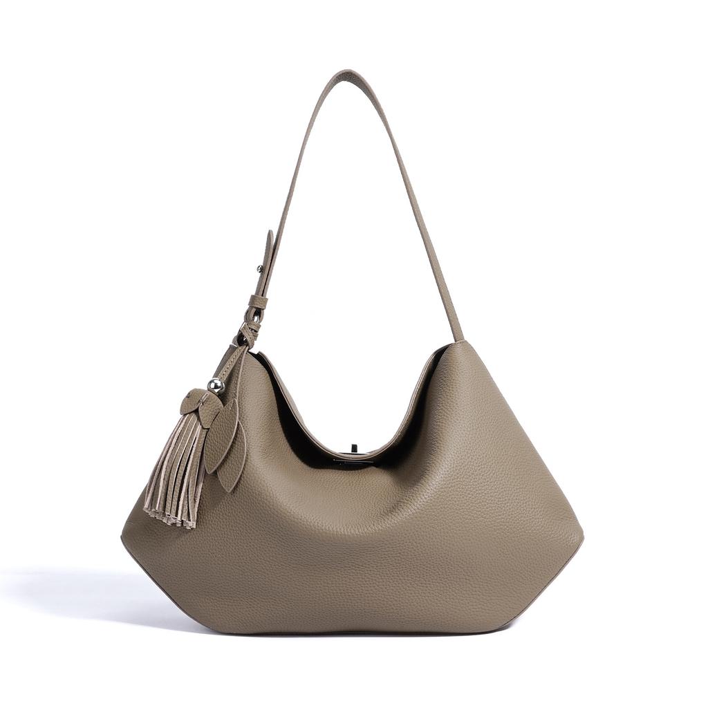 2026 New Genuine Cowhide Tote Bag Large Capacity Shoulder Bag for Women Stylish Axillary Bag