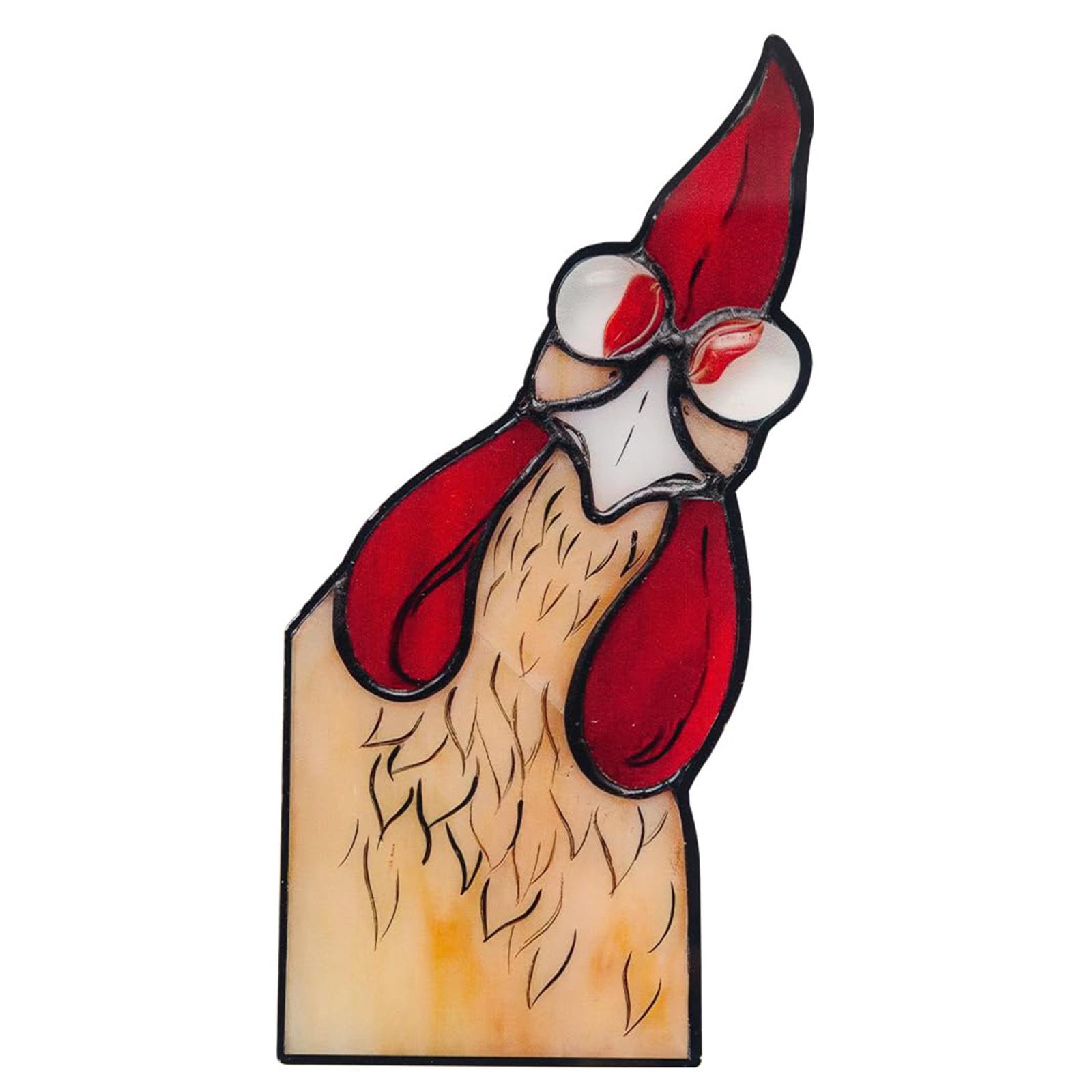 20cm Creative Peeping Rooster Window Corner Decor Acrylic Balcony Ornament A