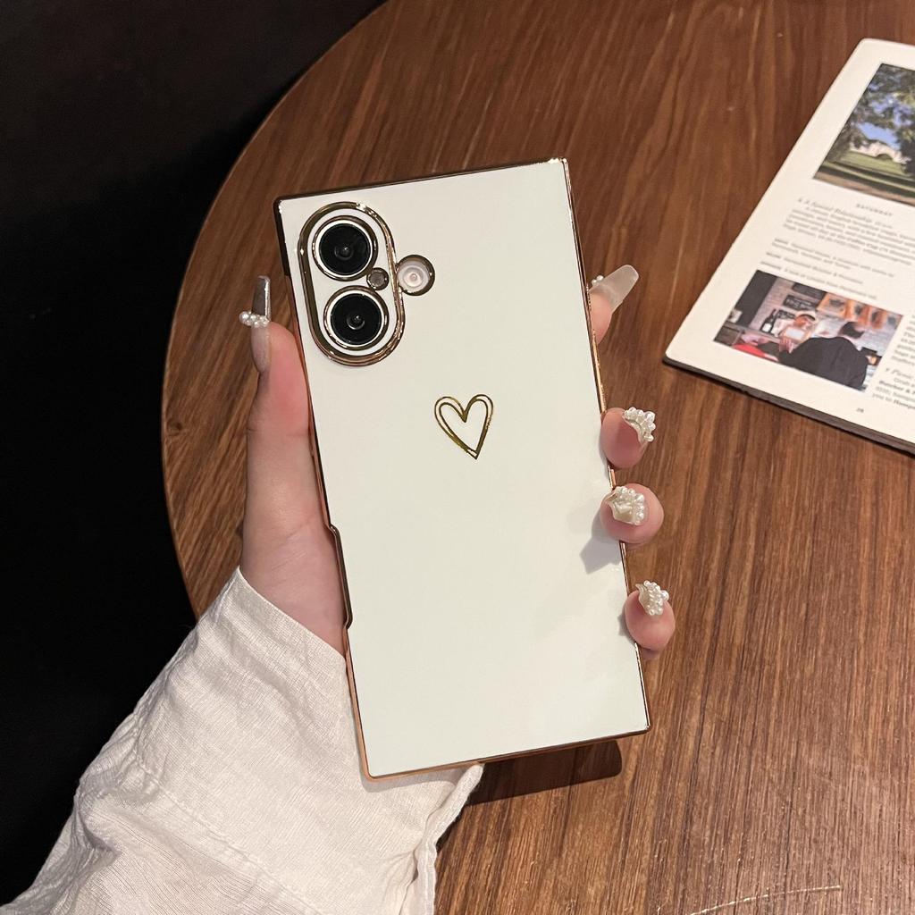 Universal Electroplated Heart Phone Case for iPhone 13/14/15/16 Pro Max - Anti-fall, Soft Shell.