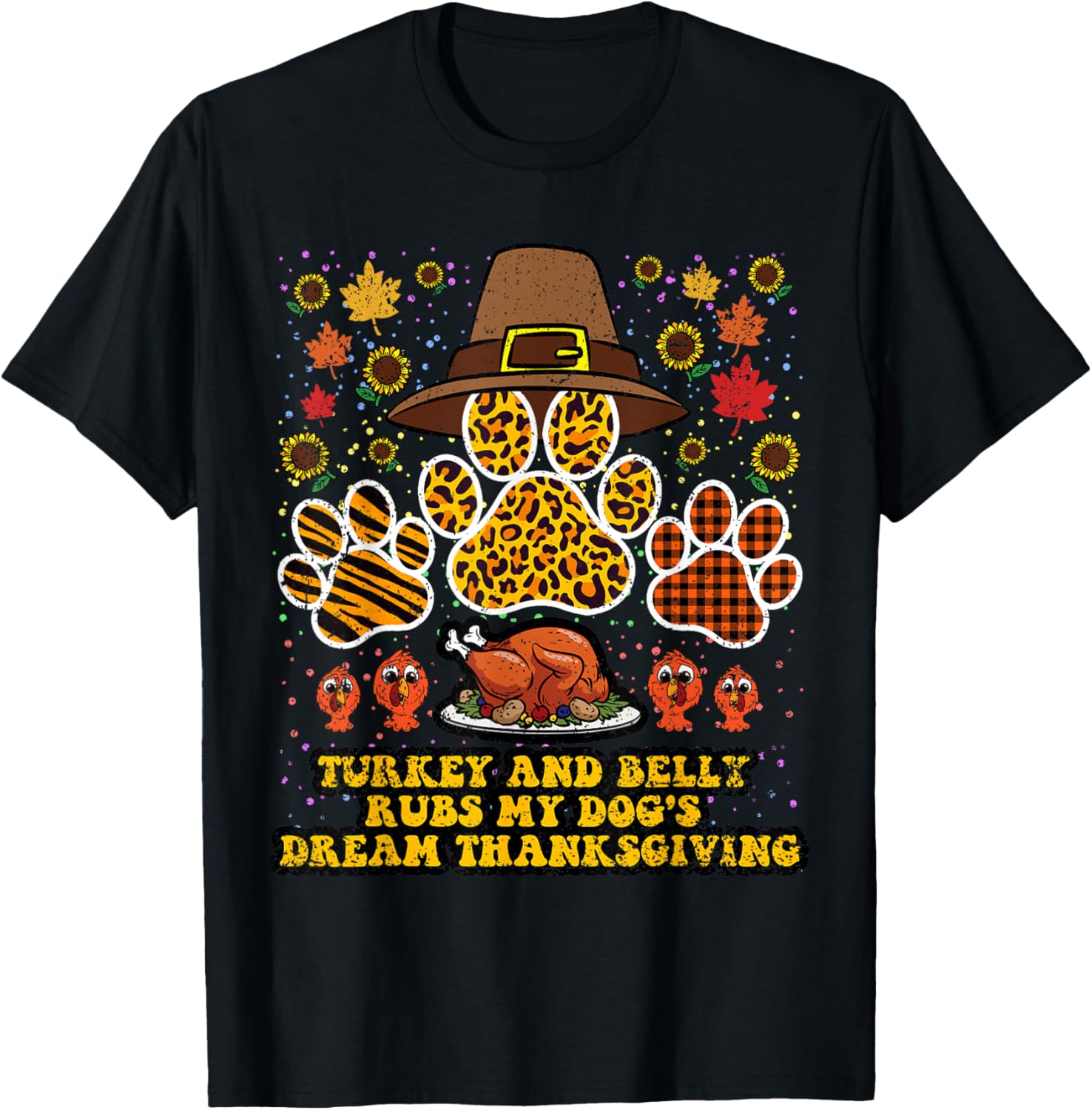 Dog Paw Thanksgiving Day Plaid Leopard Print Autumn Unisex Unisex Kids Tshirt 100 Cotton Trendy Y2k Shortsleeve Tee Soft S