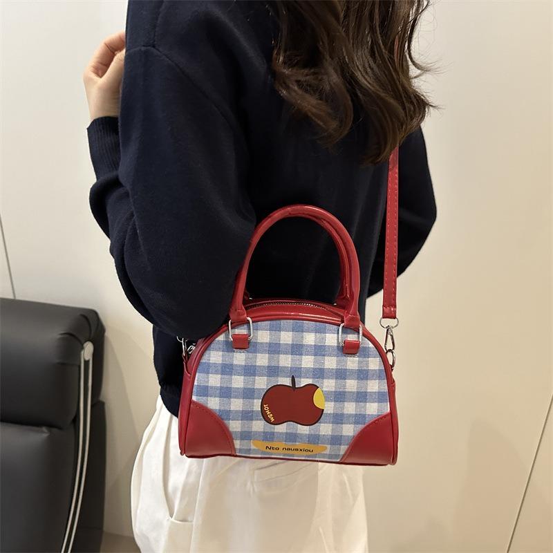 Fresh and cute portable plaid bag women's autumn new trendy fashion college style backpack diagonal span bag