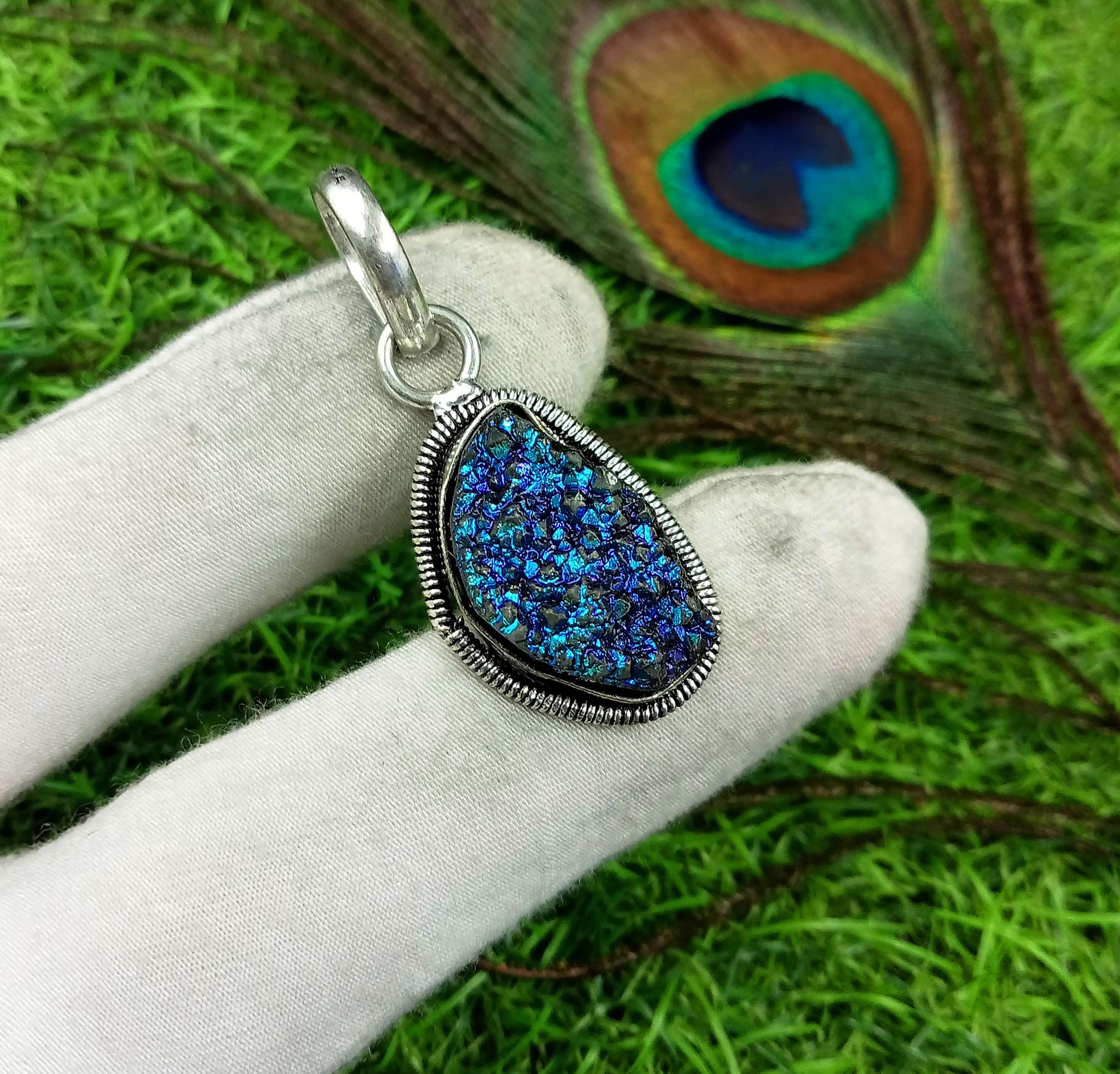 

Подвеска из титана Druzy Gemstone из стерлингового серебра 925 пробы DEP-133