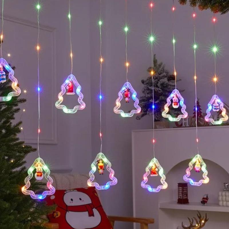 USB Powered LED Christmas String Lights with 8 Lighting Modes Santa Star Fairy Lights for Xmas Tree Window Party & Indoor Decor