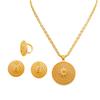 Ethiopia Dubai Gold Color Jewelry Set For Women Flower Pendant Ring Earrings 3 Piece Wedding Jewelry Accessories Jewelry