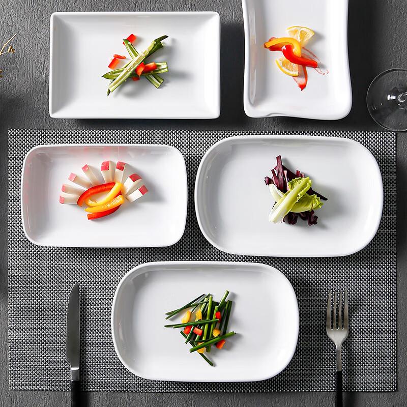 Churong White Melamine Rectangular Serving Plates