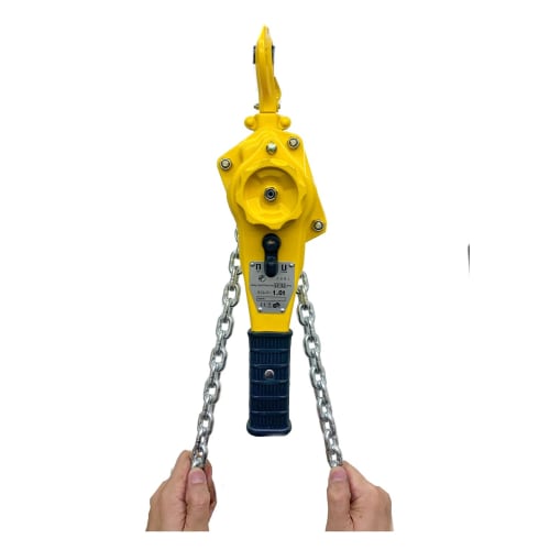 Win-win-win: 1-ton, 1000kg capacity, 1.5m, lightweight and compact, single-unit lever hoist with chain roller, reinforced lever, and Grade 100 chain.