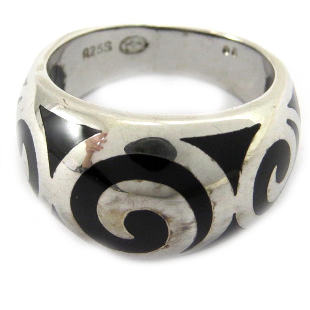 Silver Ring 'Labyrinth' Silver Onyx - 12 Mm