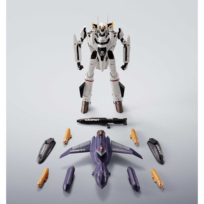 Bandai Tamashii Nations - Macross - Figurine Hi-Metal R Chogokin VF-0S Phoenix (Roy Focker Use) & QF-2200D-B Ghost Set 14 cm
