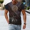 Retro Ethnic Style 3D Digital Printed Men's Street Trendy Round Neck Short Sleeved T-shirt