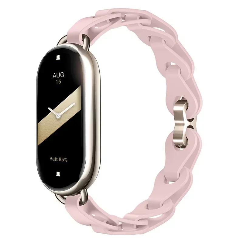 Silicone Strap for Xiaomi Mi 8 Band Chain Buckle Bracelet for Miband 8 NFC Fashion Lady Style Replacement Rubber Band Correa