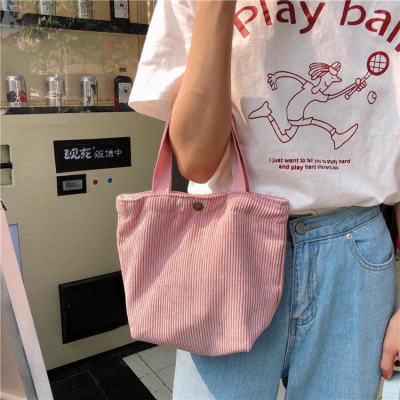 2 Literarische und künstlerische Cordtaschen Tragbare lässige Damen-Handtaschen im Retro-Stil Stofftaschen Bento-Taschen