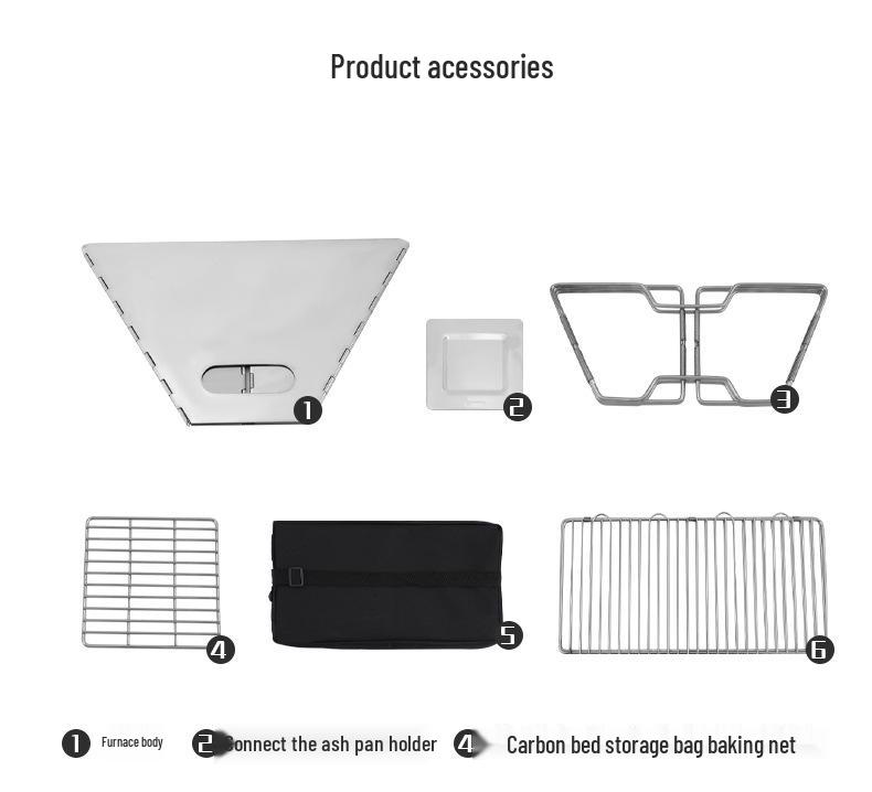 Portable Outdoor Stainless Steel BBQ Charcoal Grill for 2-5 People, Folding Grill Rack